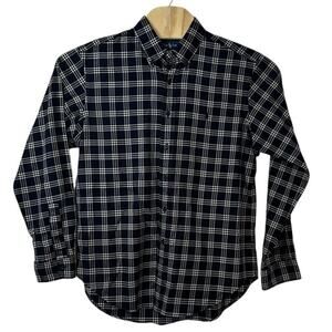 Ralph Lauren Men’s Long Sleeve Button Down Shirt Size L Dark Blue Logo Check